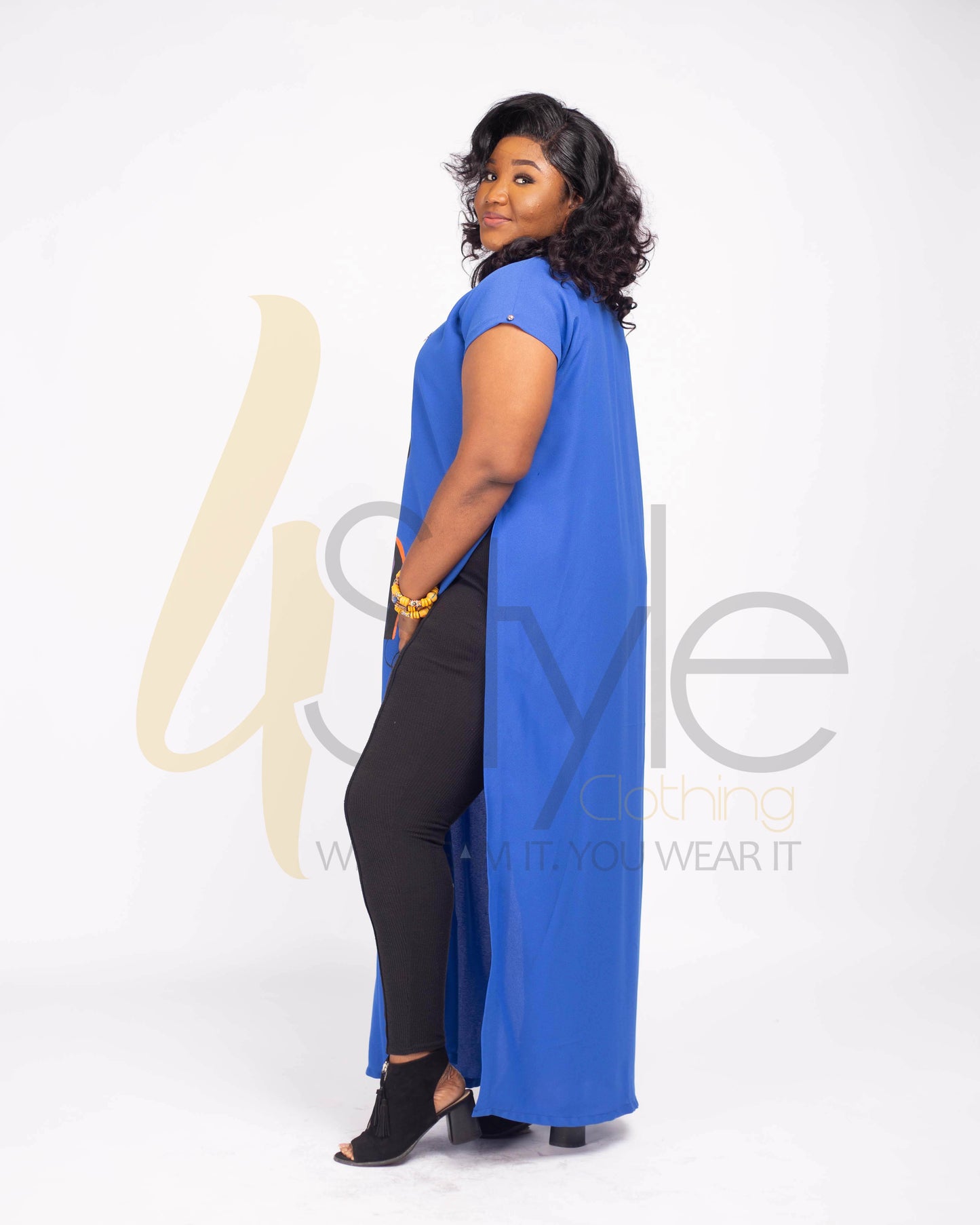 Long Marine blue dress with side slits