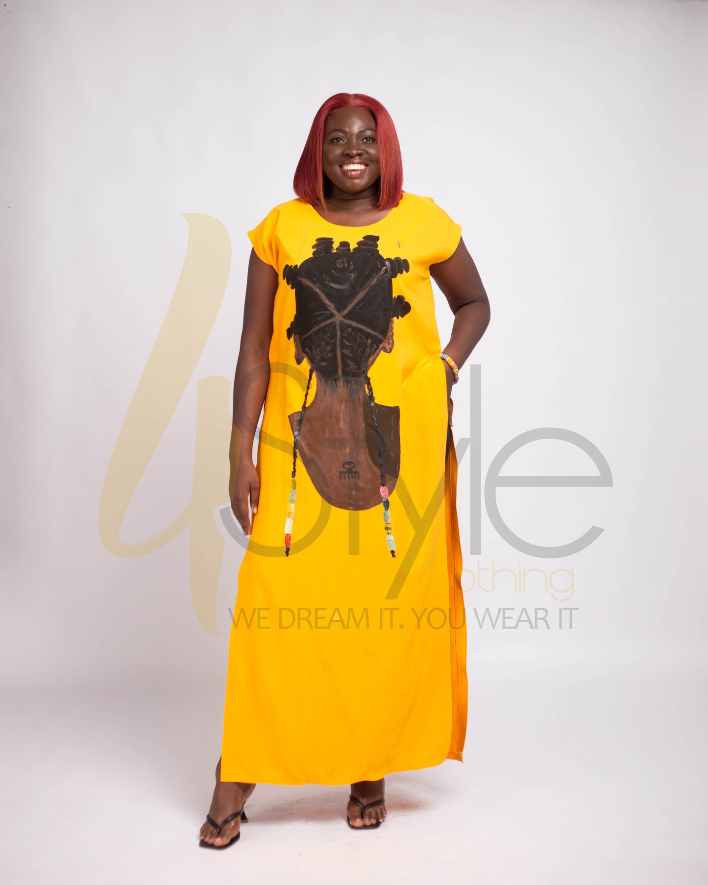 Long Yellow dress with double sided slits