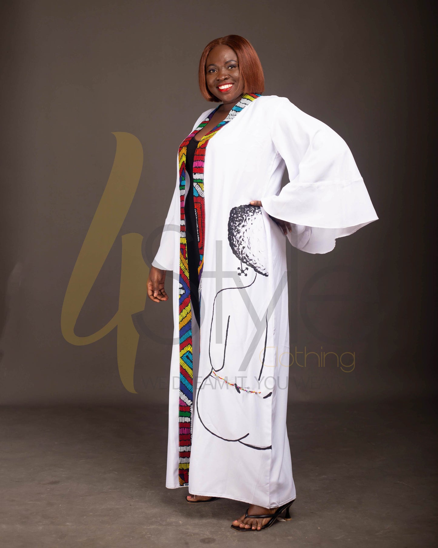 White beaded back kimono