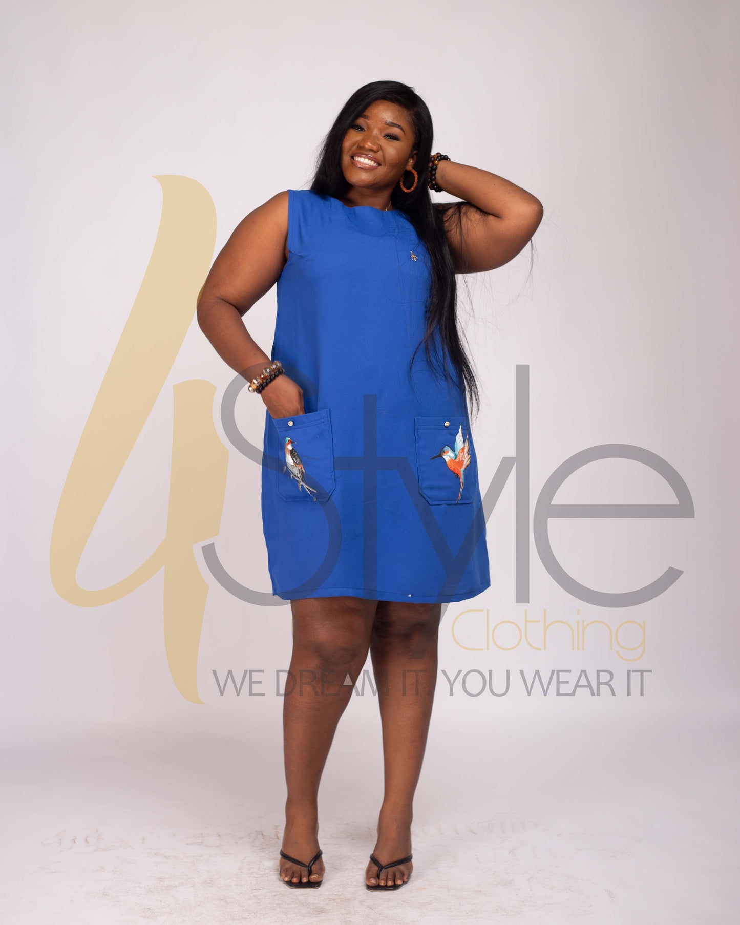 Trypan blue sleeveless dress