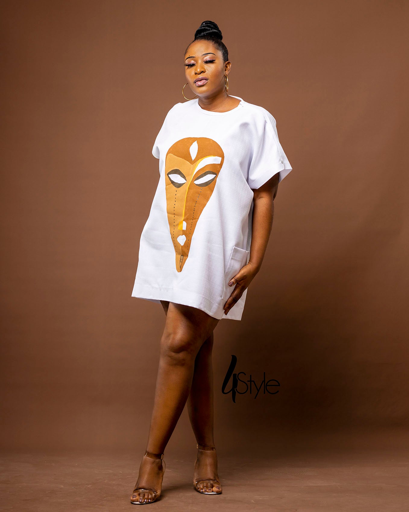 White loose cotton crepe short dress 4stylegh White loose cotton crepe short dress 4stylegh