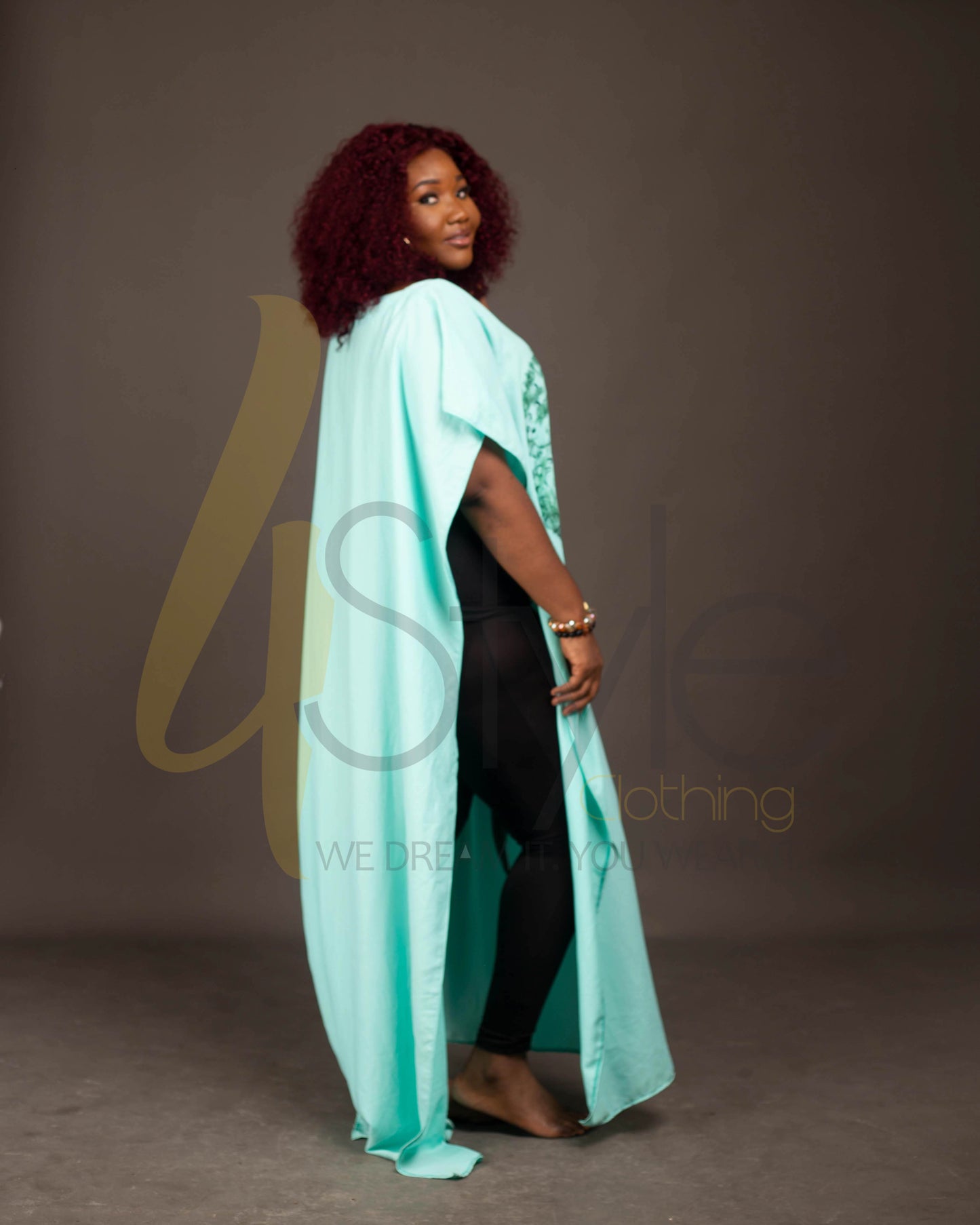 Paled turquoise open sided bubu dress