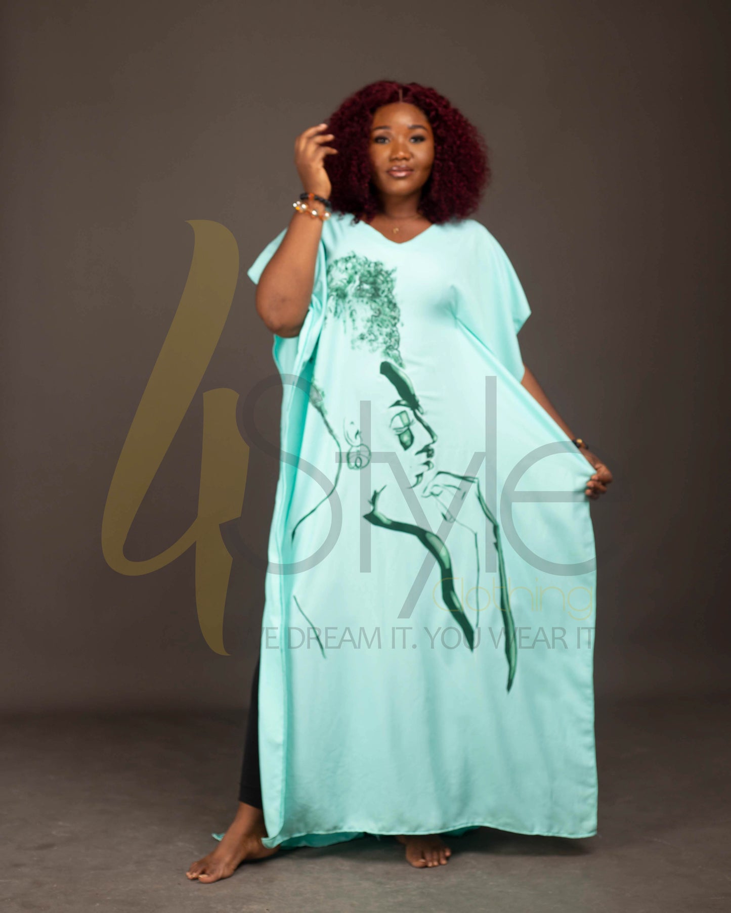 Paled turquoise open sided bubu dress