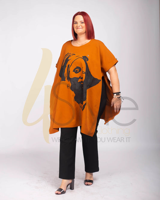 Burnt Orange unisex cotton crepe bubu top