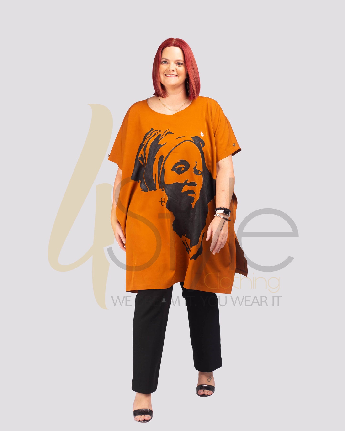 Burnt Orange unisex cotton crepe bubu top