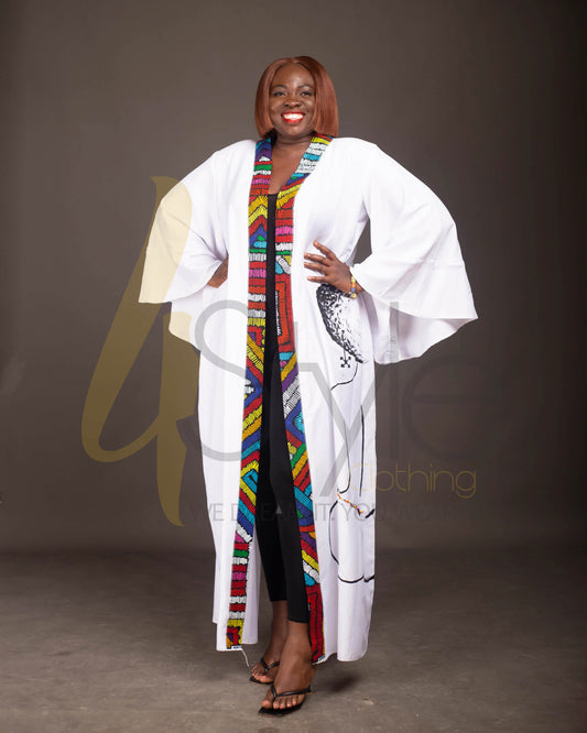 White beaded back kimono