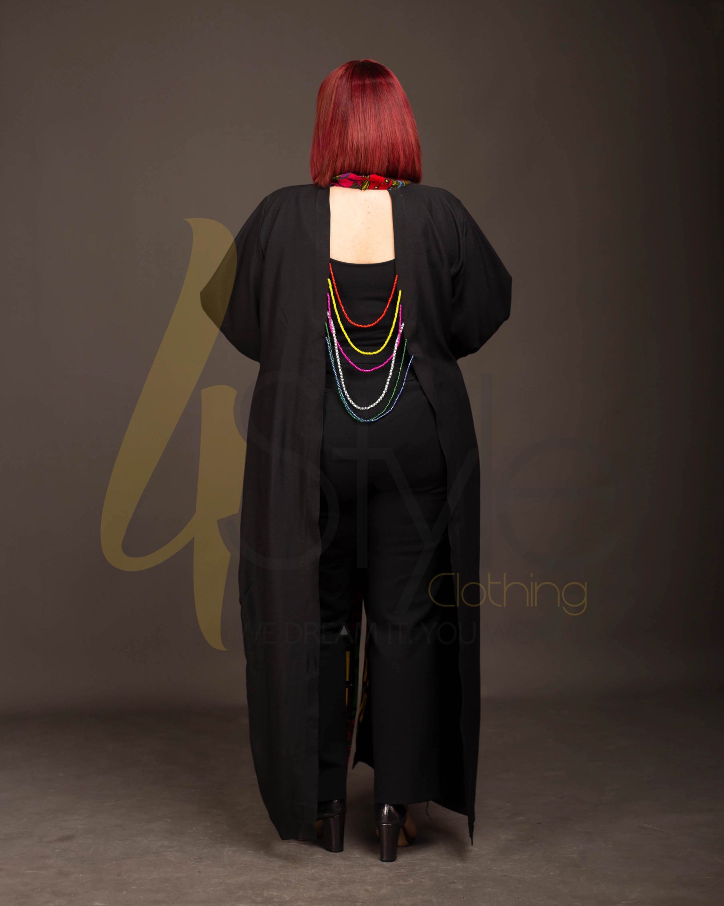 Black beaded back kimono