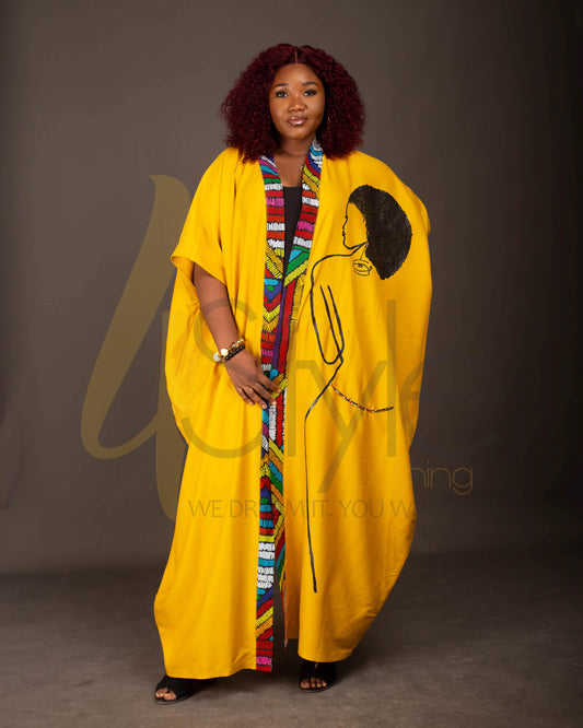 Yellow beaded back kimono