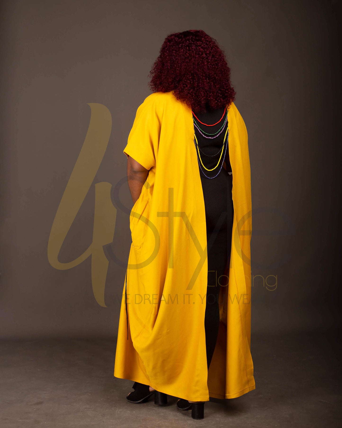 Yellow beaded back kimono