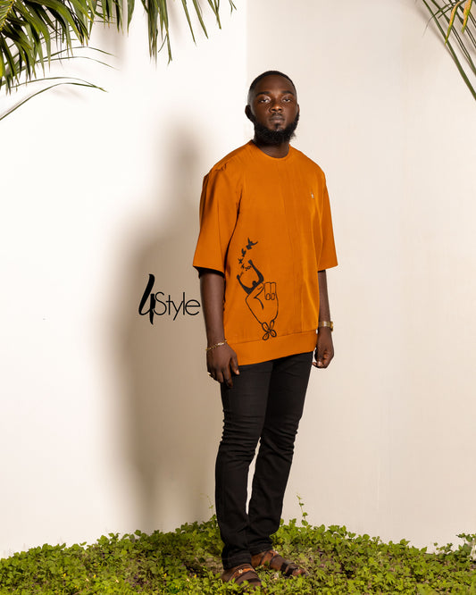 Bent orange wool crepe   loose top.