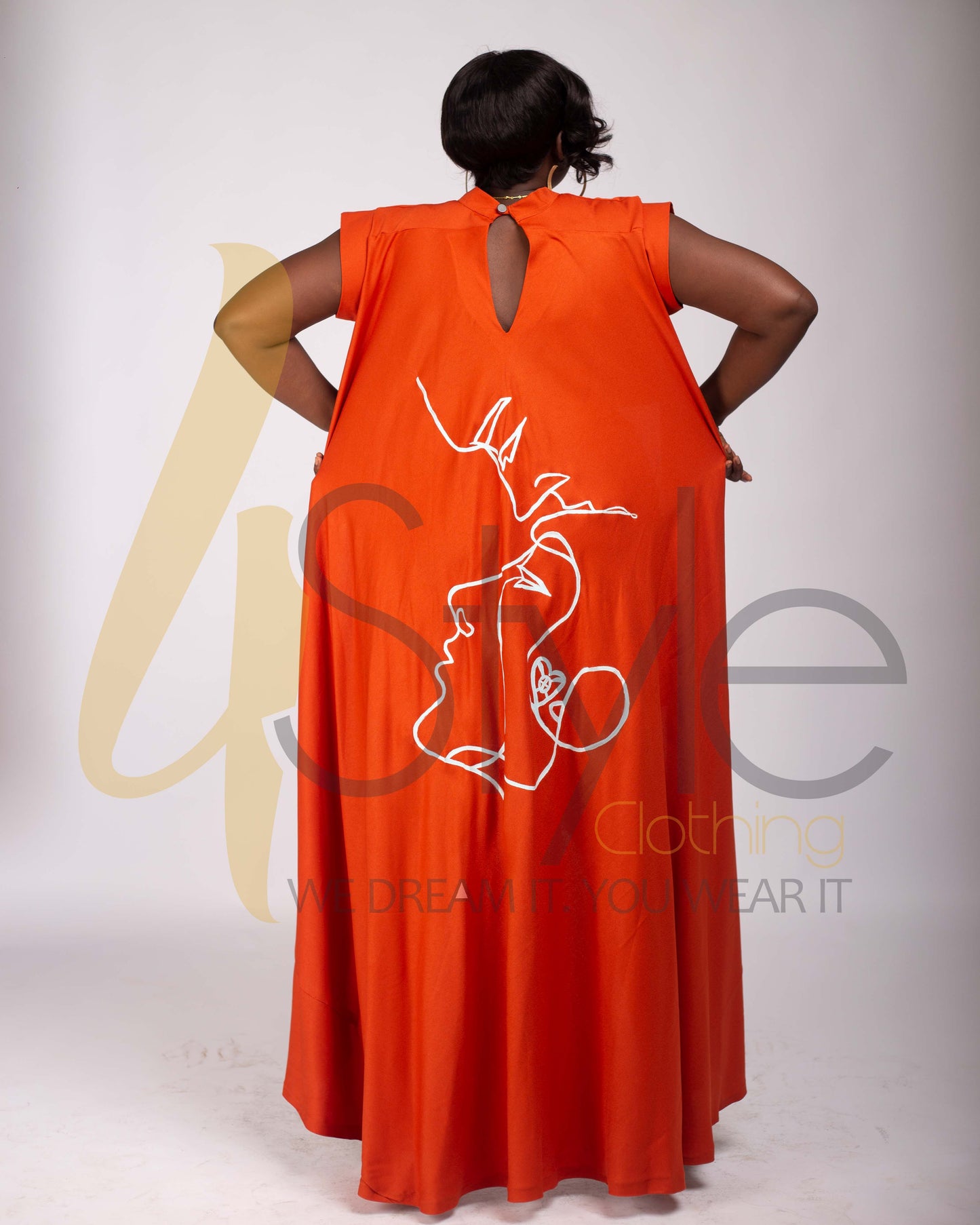 Long sleeveless orange ruffle back top