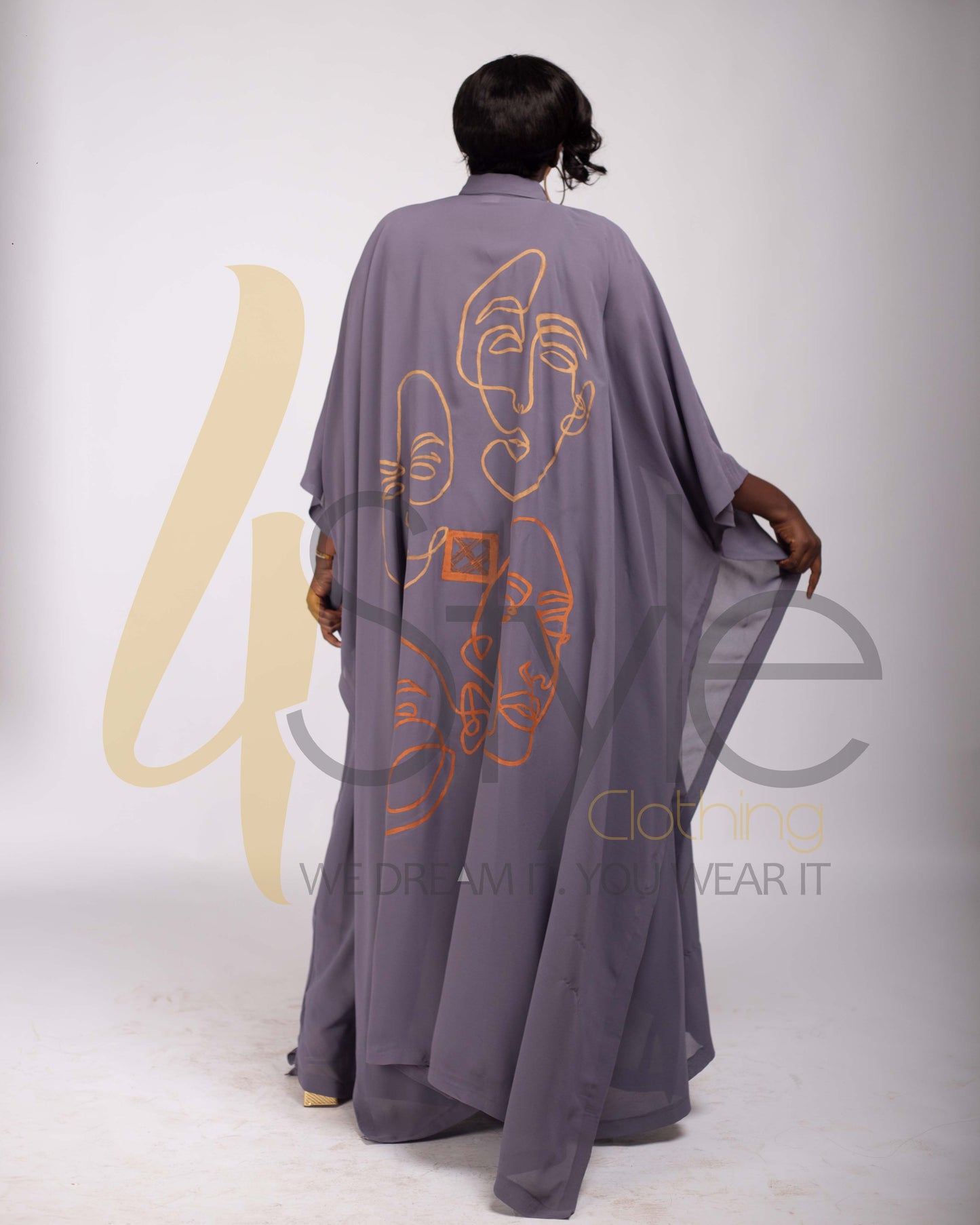 Chiffon georgette flowy kaftan dress